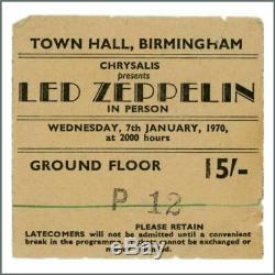 Led Zeppelin Birmingham Town Hall Concert Ticket Stub 1970 (UK)