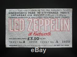 Led Zeppelin Knebworth Park UK 1979 Unused 2-Part Concert Ticket Stub