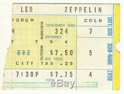 Led Zeppelin RARE 1975 L. A. Forum Concert Ticket Stub Vtg Physical Graffiti