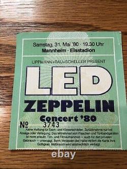 Led Zeppelin Vintage 1980 Concert Ticket Stub SEE DESCRIPTION FOR DETAILS