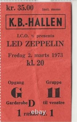 Led Zeppelin concert ticket stub original Denmark 1973 ROW 1 SEAT 1 in group