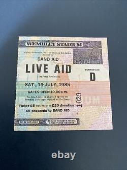 Live Aid 07/1985 Wembley Stadium Concert Ticket Stub Queen Freddie Mercury Bowie