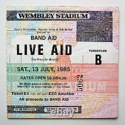 Live Aid 1985 Concert Ticket Stub Queen Freddie Mercury Wembley Stadium UK