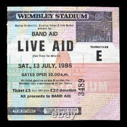 Live Aid 1985 Concert Ticket Stub Queen Freddie Mercury Wembley Stadium UK