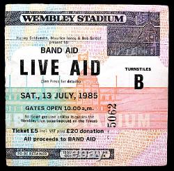 Live Aid 1985 Concert Ticket Stub Queen Freddie Mercury Wembley Stadium UK