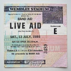 Live Aid 1985 Concert Ticket Stub Queen Freddie Mercury Wembley Stadium UK