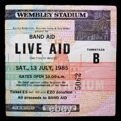 Live Aid 1985 Concert Ticket Stub Queen Freddie Mercury Wembley Stadium UK