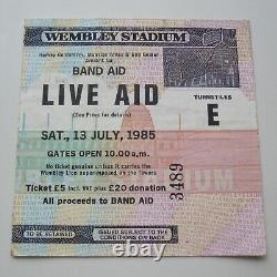 Live Aid 1985 Concert Ticket Stub Queen Freddie Mercury Wembley Stadium UK