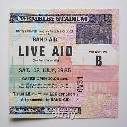 Live Aid 1985 Concert Ticket Stub Queen Freddie Mercury Wembley Stadium UK (VG-)