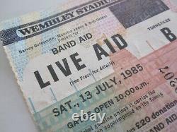 Live Aid 1985 Concert Ticket Stub UK Queen Freddie Mercury David Bowie U2 Who