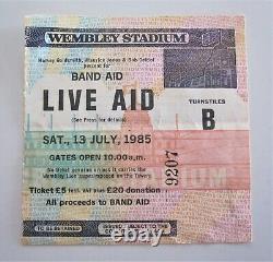 Live Aid 1985 Concert Ticket Stub UK Queen Freddie Mercury David Bowie U2 Who