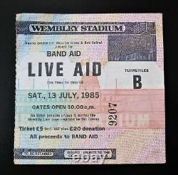 Live Aid 1985 Concert Ticket Stub UK Queen Freddie Mercury David Bowie U2 Who