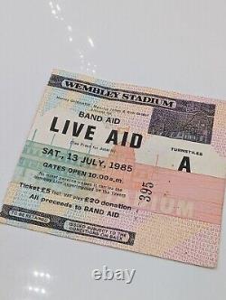 Live Aid Concert Ticket Stub 1985 Queen Freddie Mercury Band Aid Wembley