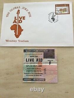 Live Aid Concert Ticket Stub Wembley 13th July 1985 & Live Aid First Day Cover