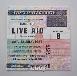 Live Aid Original 1985 Concert Ticket Stub Wembely Stadium UK Queen Bowie U2 Who