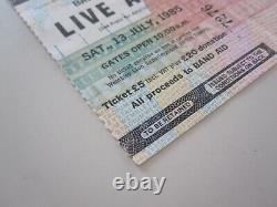 Live Aid Original 1985 Concert Ticket Stub Wembely Stadium UK Queen Bowie U2 Who