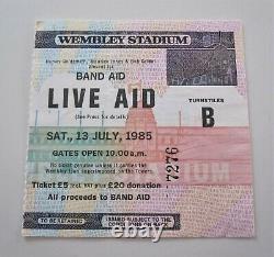 Live Aid Original 1985 Concert Ticket Stub Wembely Stadium UK Queen Bowie U2 Who