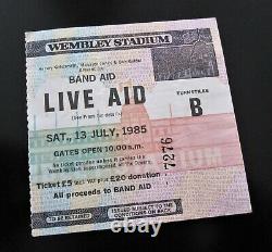 Live Aid Original 1985 Concert Ticket Stub Wembely Stadium UK Queen Bowie U2 Who