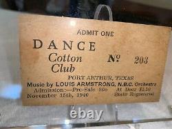 Louis Armstrong 1940 Concert Ticket Stub In Case Cotton Club Port Arthur Texas