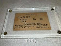 Louis Armstrong 1940 Concert Ticket Stub In Case Cotton Club Port Arthur Texas