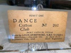 Louis Armstrong 1940 Concert Ticket Stub In Case Cotton Club Port Arthur Texas