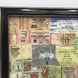 Lrg. Group Of 70s To 90s ROCK CONCERT TICKET STUBS & Others Framed-See Desc