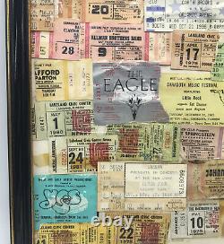 Lrg. Group Of 70s To 90s ROCK CONCERT TICKET STUBS & Others Framed-See Desc