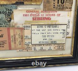 Lrg. Group Of 70s To 90s ROCK CONCERT TICKET STUBS & Others Framed-See Desc