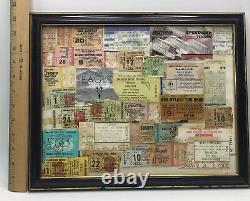 Lrg. Group Of 70s To 90s ROCK CONCERT TICKET STUBS & Others Framed-See Desc