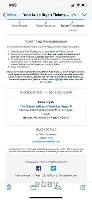 Luke Bryan Concert ticket Saturday Feb26th Las Vegas