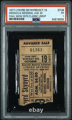 Lynyrd Sknyrd Final Performance Concert Ticket Stub 1977 Classic Lineup Pop1 Psa