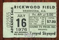 Lynyrd Skynyrd-1976 RARE Concert Ticket Stub (Birmingham-Rickwood Field)