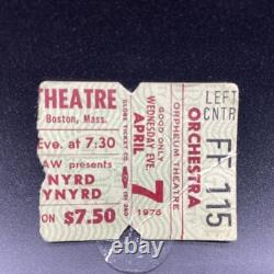 Lynyrd Skynyrd Concert Ticket Stub April 7, 1976 Orpheum Theatre, Boston, Mass