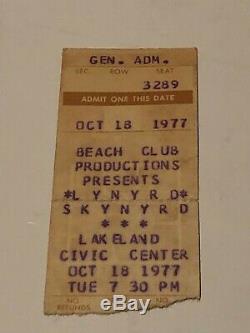 Lynyrd Skynyrdoriginal October 18th 1977 Concert Ticket Stub