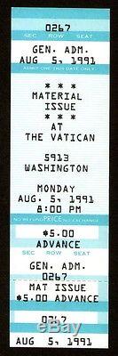 MATERIAL ISSUE Unused Concert Ticket Stub 8-5-1991 Jim Ellison The Vatican Texas
