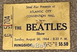 MEGA RARE Beatles Concert Ticket Stub Atlantic City 1964 Gold Ringside Seat