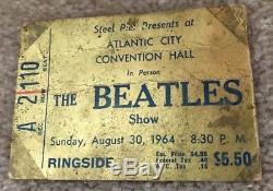 MEGA RARE The Beatles Concert Ticket Stub 1964 Atlantic City GOLD Ringside