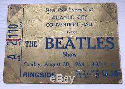 MEGA RARE The Beatles Concert Ticket Stub 1964 Atlantic City GOLD Ringside