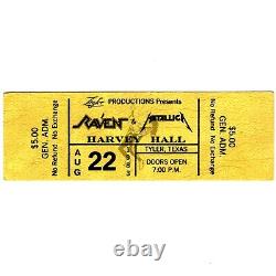 METALLICA & RAVEN Concert Ticket Stub TYLER TX 8/22/83 KILL EM' ALL FOR ONE Rare