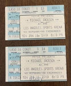 MICHAEL JACKSON Original Concert (2) Ticket Stubs Jan 16 1989 L. A. Sports Arena