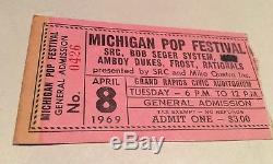 MICHIGAN POP FESTIVAL Concert Ticket Stub 4-8-1969 BOB SEGER SRC TED NUGENT