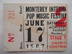 MONTEREY POP FESTIVAL 1967 CONCERT STUB Saturday #2 Ticket JANIS JOPLIN