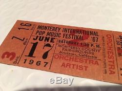 MONTEREY POP FESTIVAL Concert Ticket Stub UNUSED 1967 CALIFORNIA JANIS JOPLIN