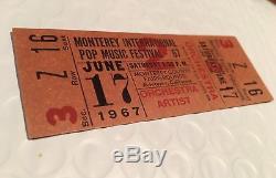 MONTEREY POP FESTIVAL Concert Ticket Stub UNUSED 1967 CALIFORNIA JANIS JOPLIN