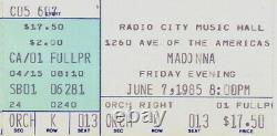 Madonna 1985 The Virgin Tour Radio City Music Hall Concert Nyc Ticket Stub / Nmt