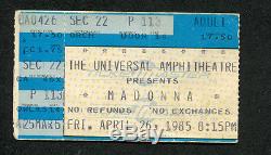 Madonna Beastie Boys 1985 Virgin World Tour Concert Ticket Stub Universal City