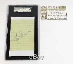 Madonna Signed Cut on a 3 x 5 Index Card + Concert Ticket Stub SGC Auto Slabbed