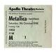 Metallica Concert Ticket Stub Apollo Theatre Manchester 8th October 1988