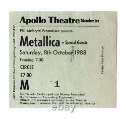 Metallica Concert Ticket Stub Apollo Theatre Manchester 8th October 1988