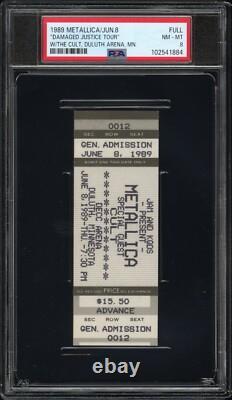 Metallica & Cult Concert Unused Ticket Stub PSA 8 Duluth DECC Arena GA 6/8/1989